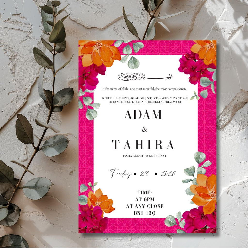 Floral Mehndi Invitation, Colourful Wedding Invite, Personalised Digital Invitation
