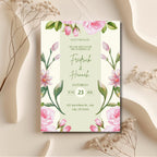 Floral Wedding Invitation Sage Green, Romantic Garden Wedding Invite, Personalised Invite