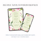 Floral Wedding Invitation Sage Green, Romantic Garden Wedding Invite, Personalised Invite