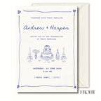 Blue Toile Wedding Invitation, Vintage Wedding Invite, Personalised Digital Invitation