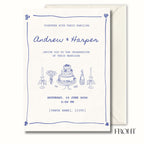 Blue Toile Wedding Invitation, Vintage Wedding Invite, Personalised Digital Invitation
