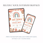 Boho Baby Shower Invitation, Neutral Baby Shower Invite, Personalised Digital Invitation