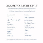 Font style selection menu with various font options on a white background