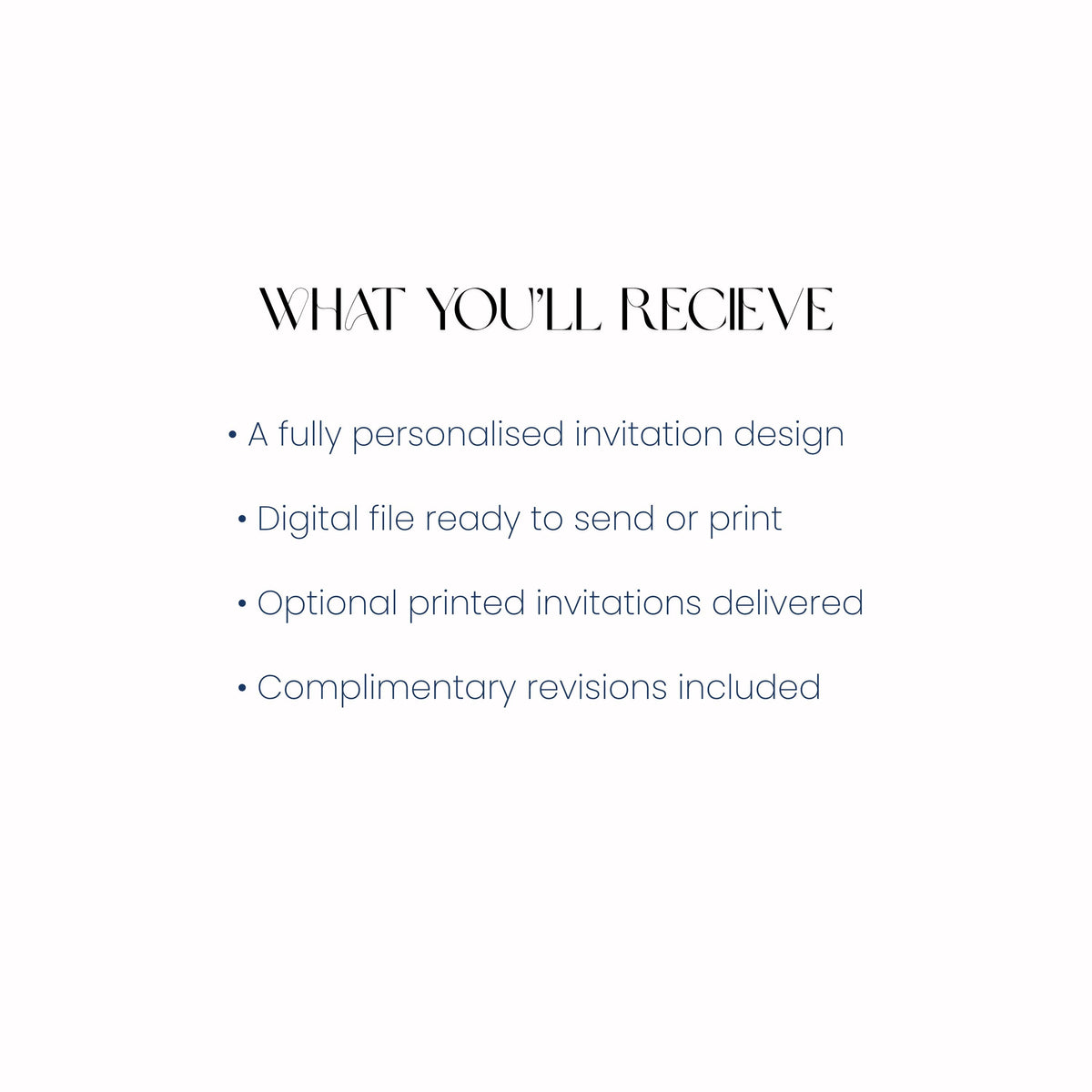 Text listing items included in a service on a white background