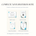 Something Blue Wedding Invitation, Blue Floral Wedding Invite, Personalised Invitation