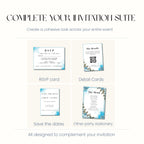 Something Blue Wedding Invitation, Blue Floral Wedding Invite, Personalised Digital Invitation