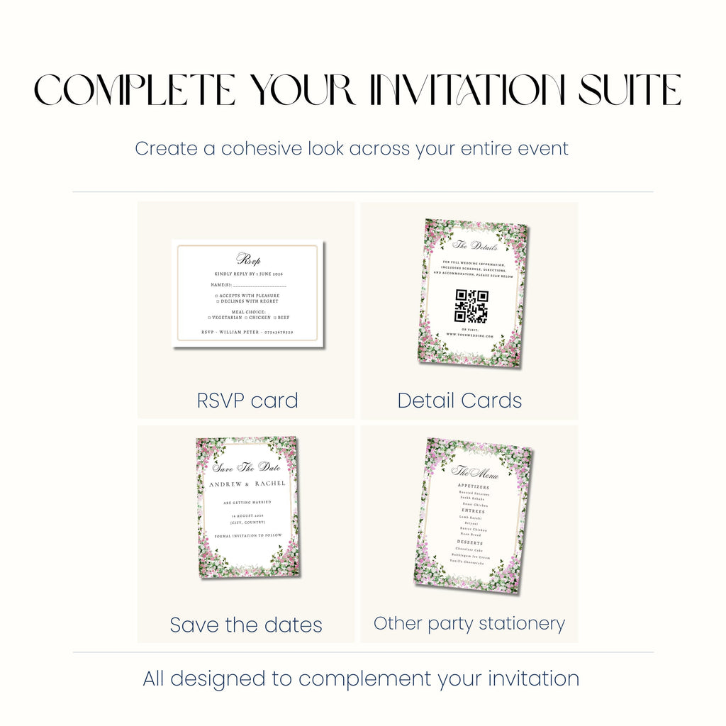 Garden Wedding Invitation, Floral Wedding Invite, Personalised Digital Invitation