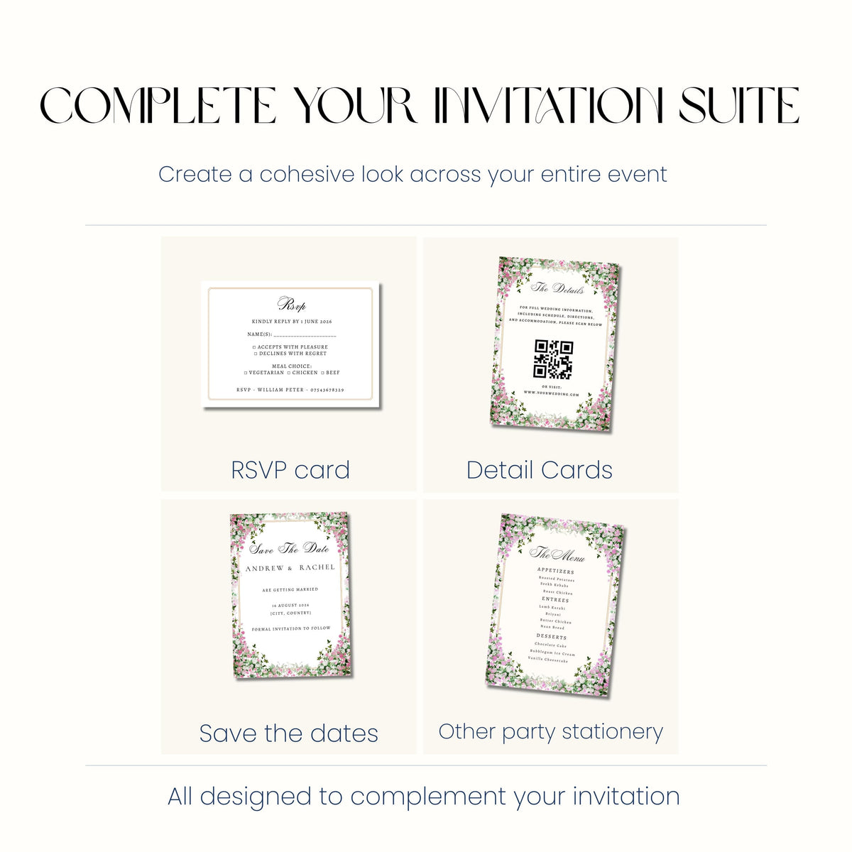 Garden Wedding Invitation, Floral Wedding Invite, Personalised Digital Invitation