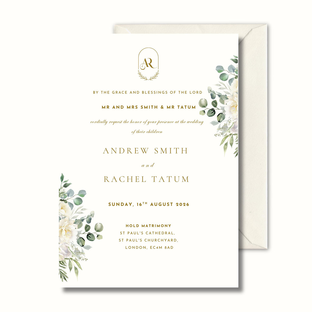 Eucalyptus Wedding Invitation, Greenery Wedding Invite, Personalised Digital Invitation