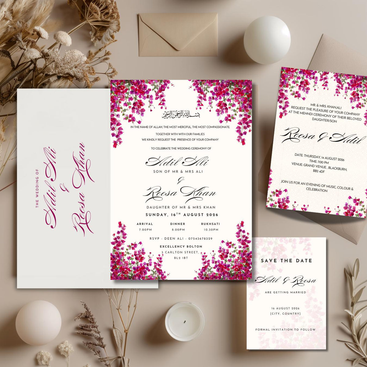 Nikkah Invitation, Islamic Wedding Invitation, Personalised Invitation