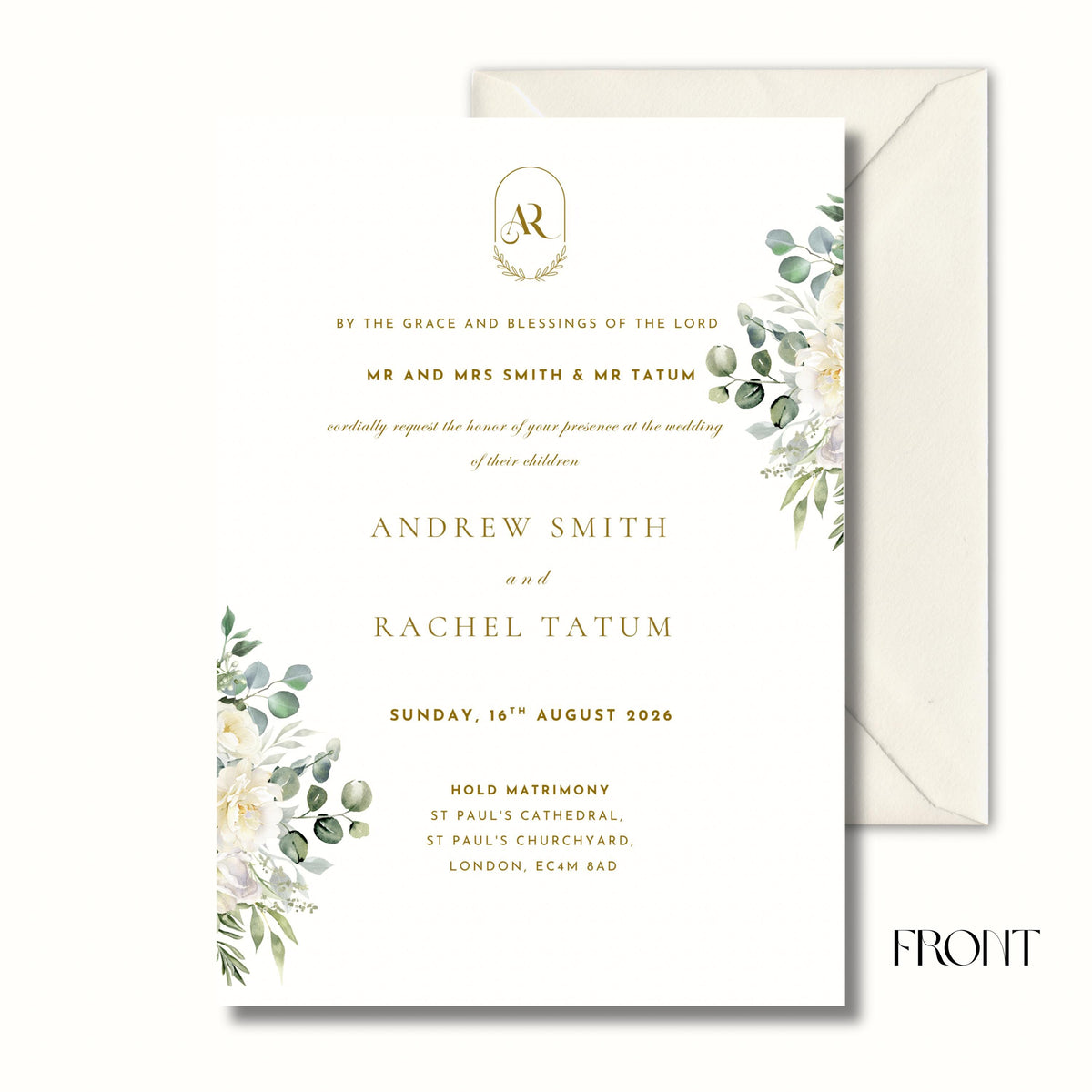 Eucalyptus Wedding Invitation, Greenery Wedding Invite, Personalised Invitation