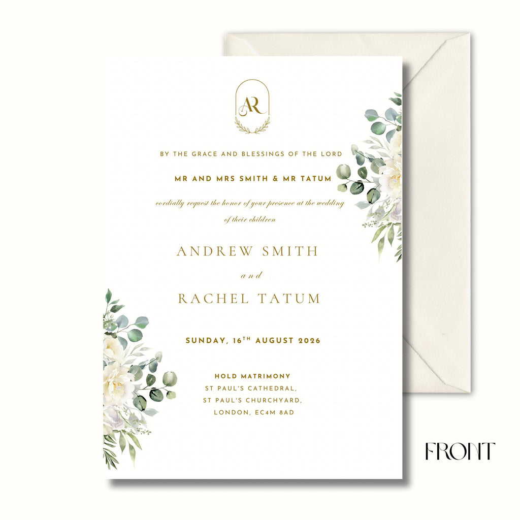 Eucalyptus Wedding Invitation, Greenery Wedding Invite, Personalised Invitation