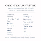 Font style selection menu with various font options on a white background