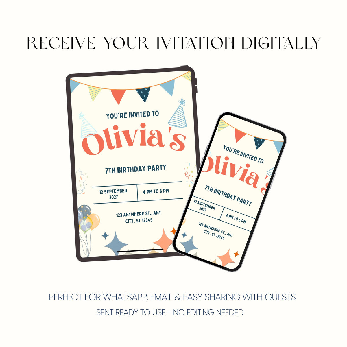 Modern colourful retro birthday invitation template