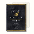 Luxury Black Gold 40th Birthday Invitation, Personalised Adult Birthday Party Invite
