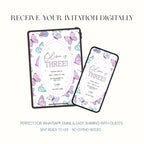 Whimsical pastel butterfly third birthday invitation