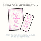 21st Birthday Invitation Pink Gingham, Coquette Party Invite, Personalised Digital Invitation