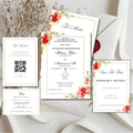 Red Gold Floral Nikkah Wedding Invitation Suite | Traditional Printed Invites – Shipped to You