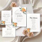 Citrus Orchard Wedding Invitation Suite | Fresh Orange Watercolour Printed Invites – Shipped to You
