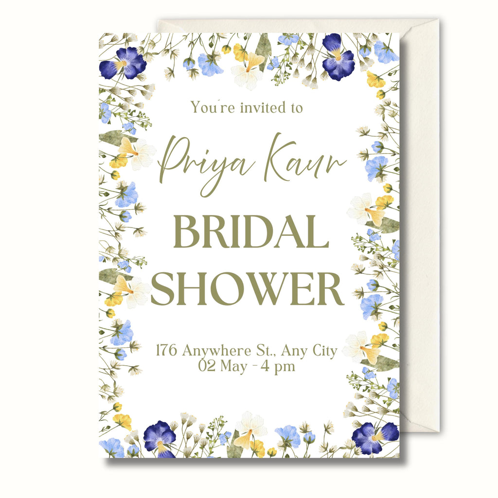 Personalised Floral Bridal Shower Invitation, Elegant Bridal Shower Invite, Digital Invitation