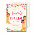 Personalised Haldi Invitation, Floral Haldi Ceremony Invite, Pre Wedding Invitation, Printed 5x7 Invitations, Shipped to You