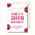 Personalised 50th Birthday Invitation, Pink Disco Party Invite, Printed 5x7 Invitations, Shipped to You