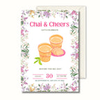 Personalised Chai & Cheers Invitation, Bridal Tea Party Invite, Mehndi Invitation, Printed 5x7 Invitations, Shipped to You
