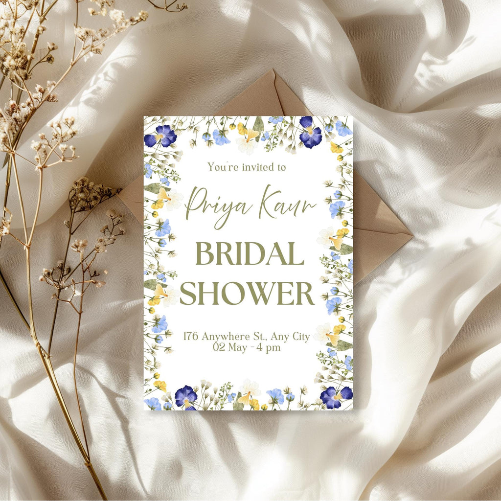 Personalised Floral Bridal Shower Invitation, Elegant Bridal Shower Invite, Digital Invitation
