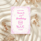 21st Birthday Invitation Pink Gingham, Coquette Party Invite, Personalised Invitation