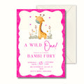Pink Wild One First Birthday Invitation, Safari Animal Party Invite, Personalised Digital Invitation