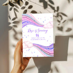16th Rainbow Birthday Invitation, Water Colour Party Invite, Personalised Digital Invite, Kids Party PDF