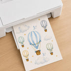 Personalised Nursery Prints Set of 3, Blue Hot Air Balloon Wall Art, Custom Name Baby Boy Decor, Initial Nursery Prints, A4 A3