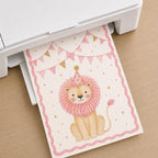 Lion Nursery Print, Pink Safari Wall Art, Baby Girl Nursery Decor, Cute Lion Poster, Animal Nursery Print, A4 A3