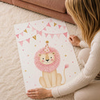 Lion Nursery Print, Pink Safari Wall Art, Baby Girl Nursery Decor, Cute Lion Poster, Animal Nursery Print, A4 A3