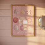Pink Solar System Print, Pastel Planet Wall Decor, A4 A3 Educational Nursery Display shown in an AI-generated listing photo