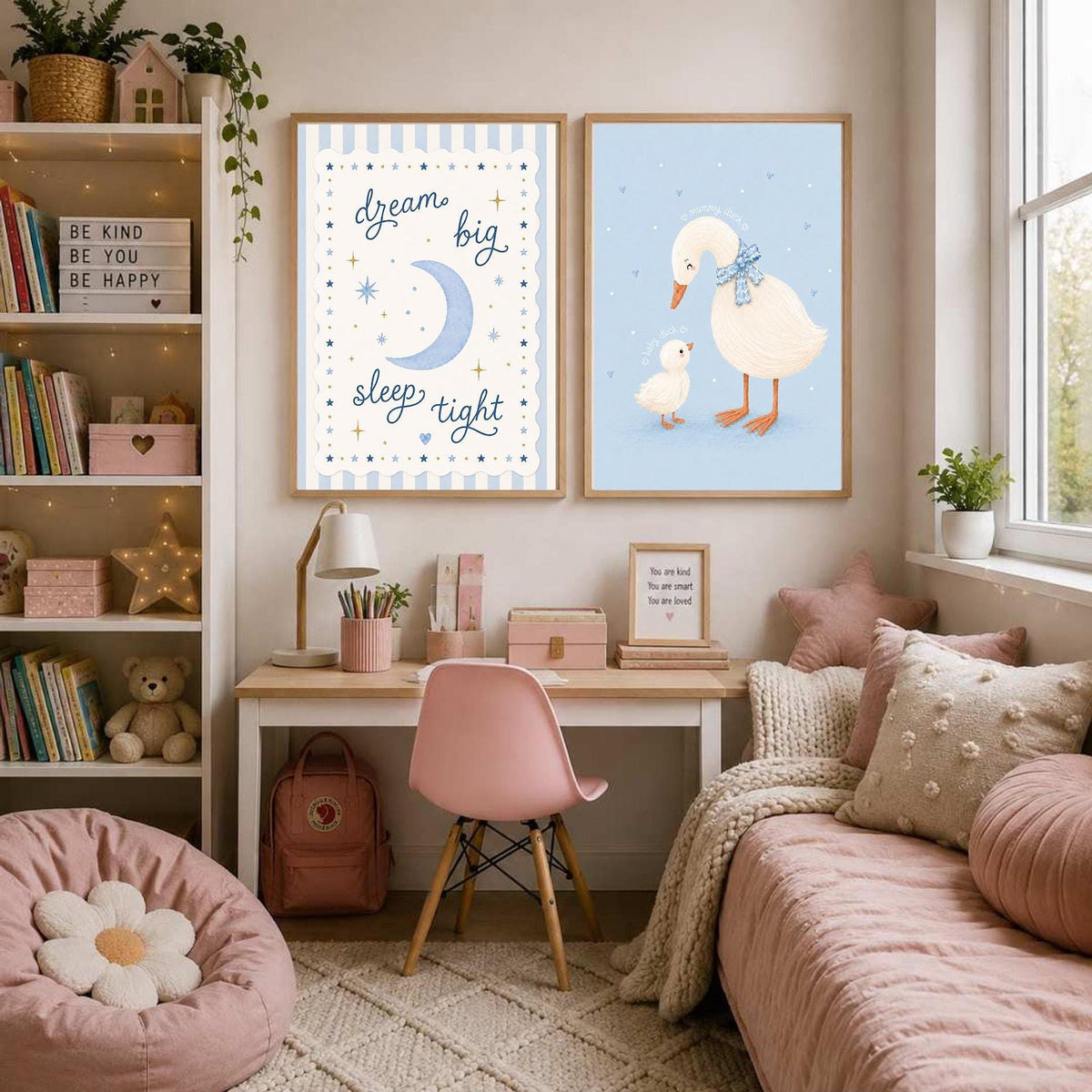 Blue Nursery Prints, Set Of 2 Duck Art, A4 Or A3 Sizes