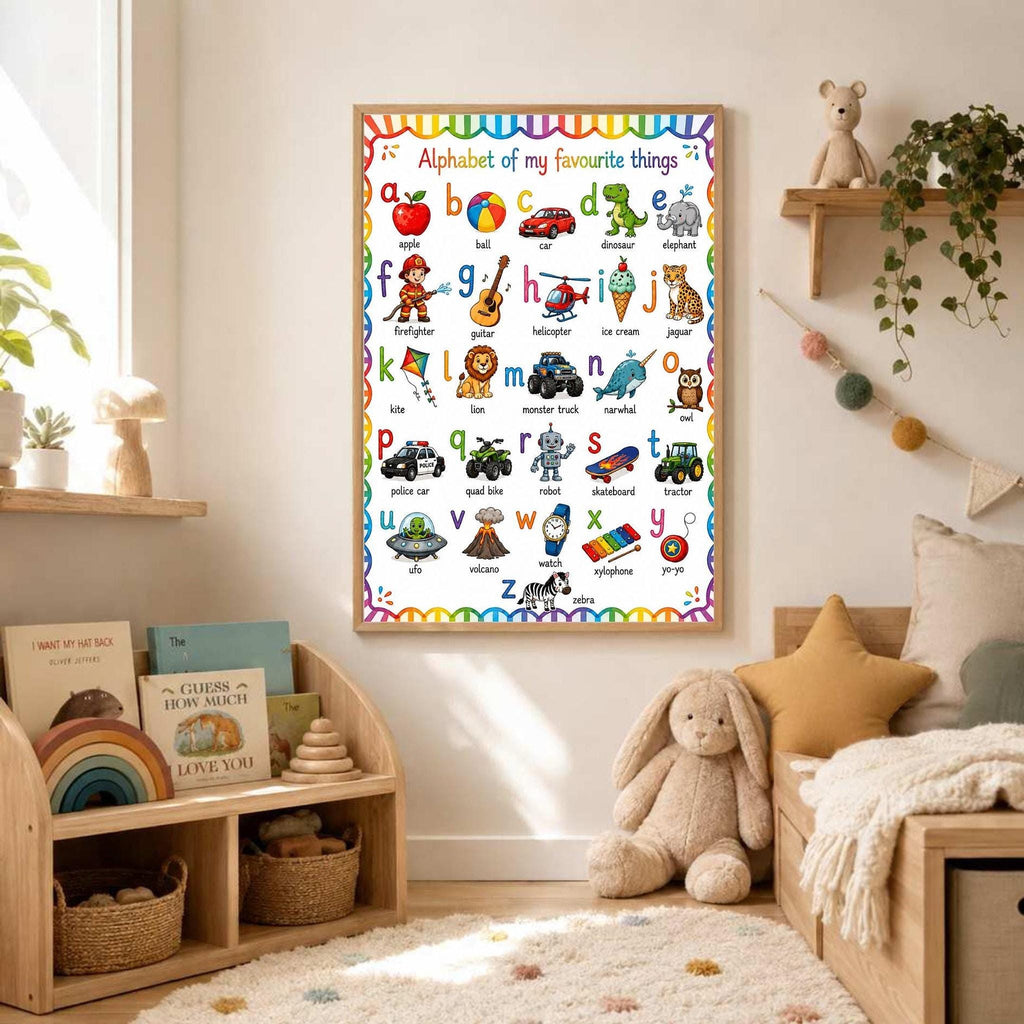 ABC Alphabet Poster for Girls | Personalised Nursery Print | Educational Wall Art | Preschool Learning Poster | Playroom Decor