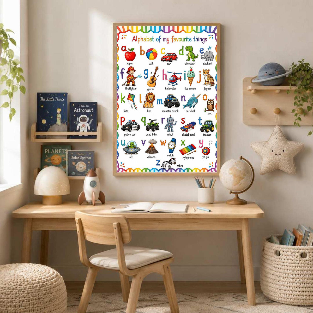 ABC Alphabet Poster for Girls | Personalised Nursery Print | Educational Wall Art | Preschool Learning Poster | Playroom Decor