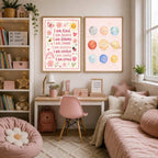 Pink Solar System Print, Planet Nursery Poster, Girls Space Bedroom Decor, Educational Planet Wall Art, Astronomy Nursery Print