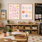 Pink Solar System Print, Planet Nursery Poster, Girls Space Bedroom Decor, Educational Planet Wall Art, Astronomy Nursery Print