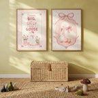 Goose Nursery Print Set Of 2, Pink Baby Girl Wall Art, A4/A3 Sizes shown in an AI-generated listing photo
