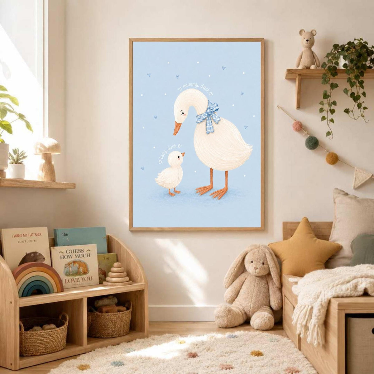 Blue Nursery Prints, Set Of 2 Duck Art, A4 Or A3 Sizes