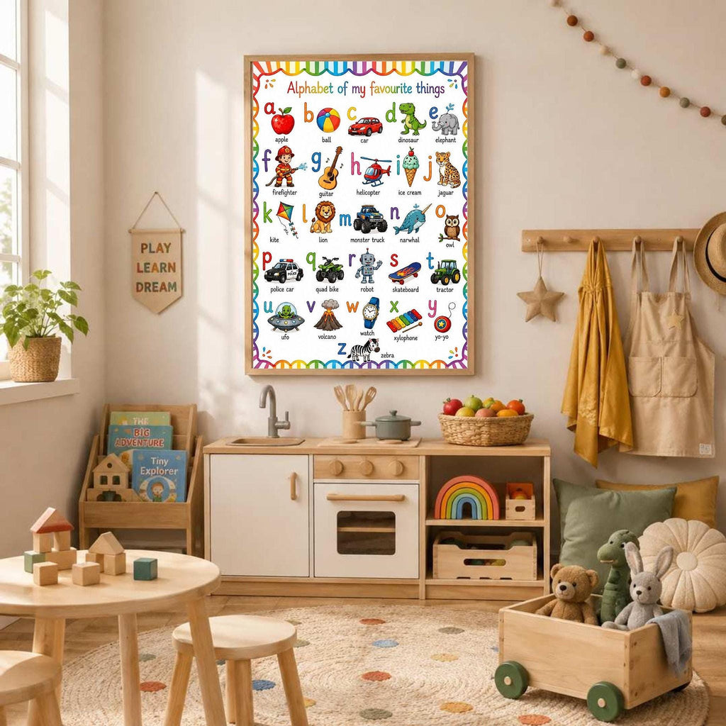 ABC Alphabet Poster for Girls | Personalised Nursery Print | Educational Wall Art | Preschool Learning Poster | Playroom Decor