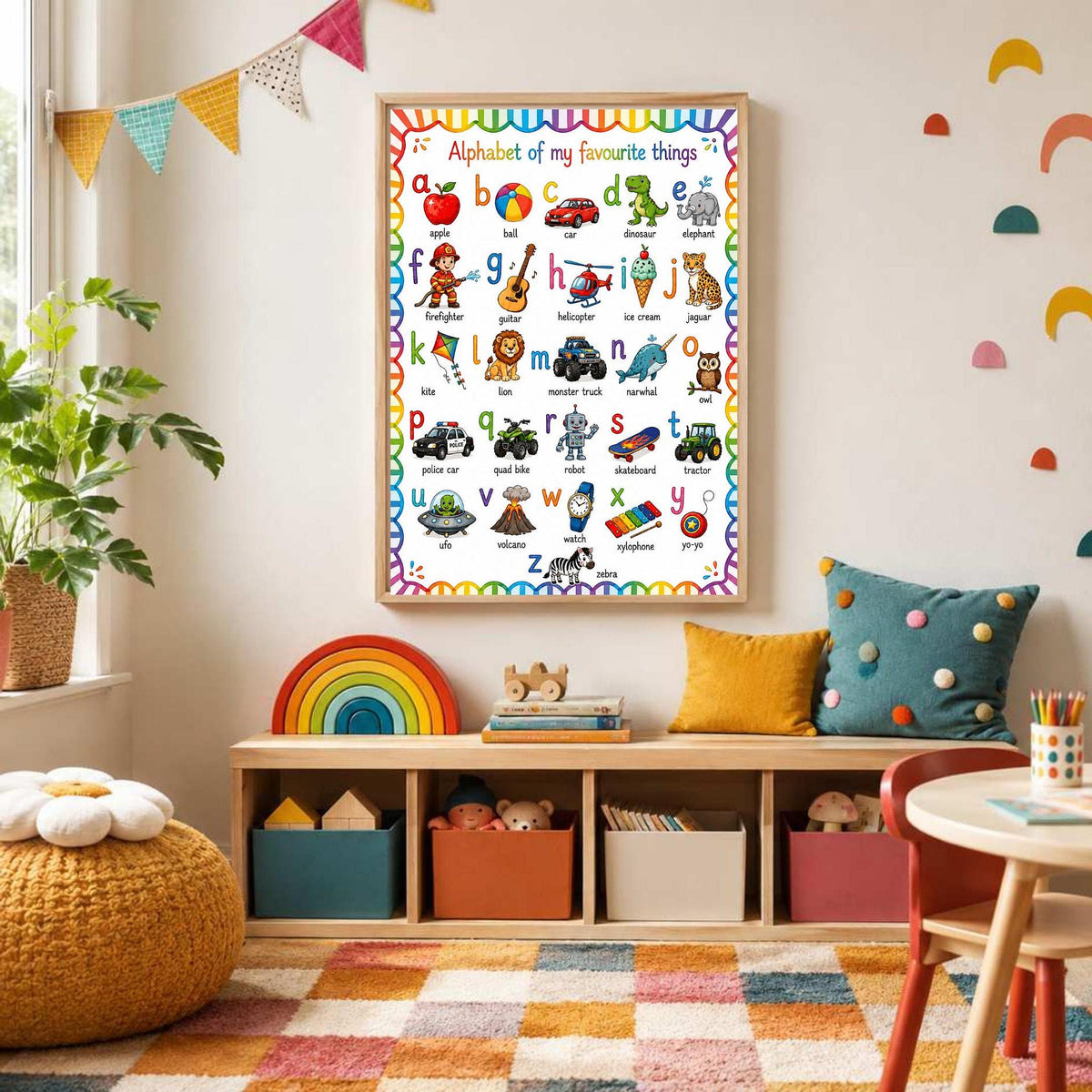 ABC Alphabet Poster for Girls | Personalised Nursery Print | Educational Wall Art | Preschool Learning Poster | Playroom Decor