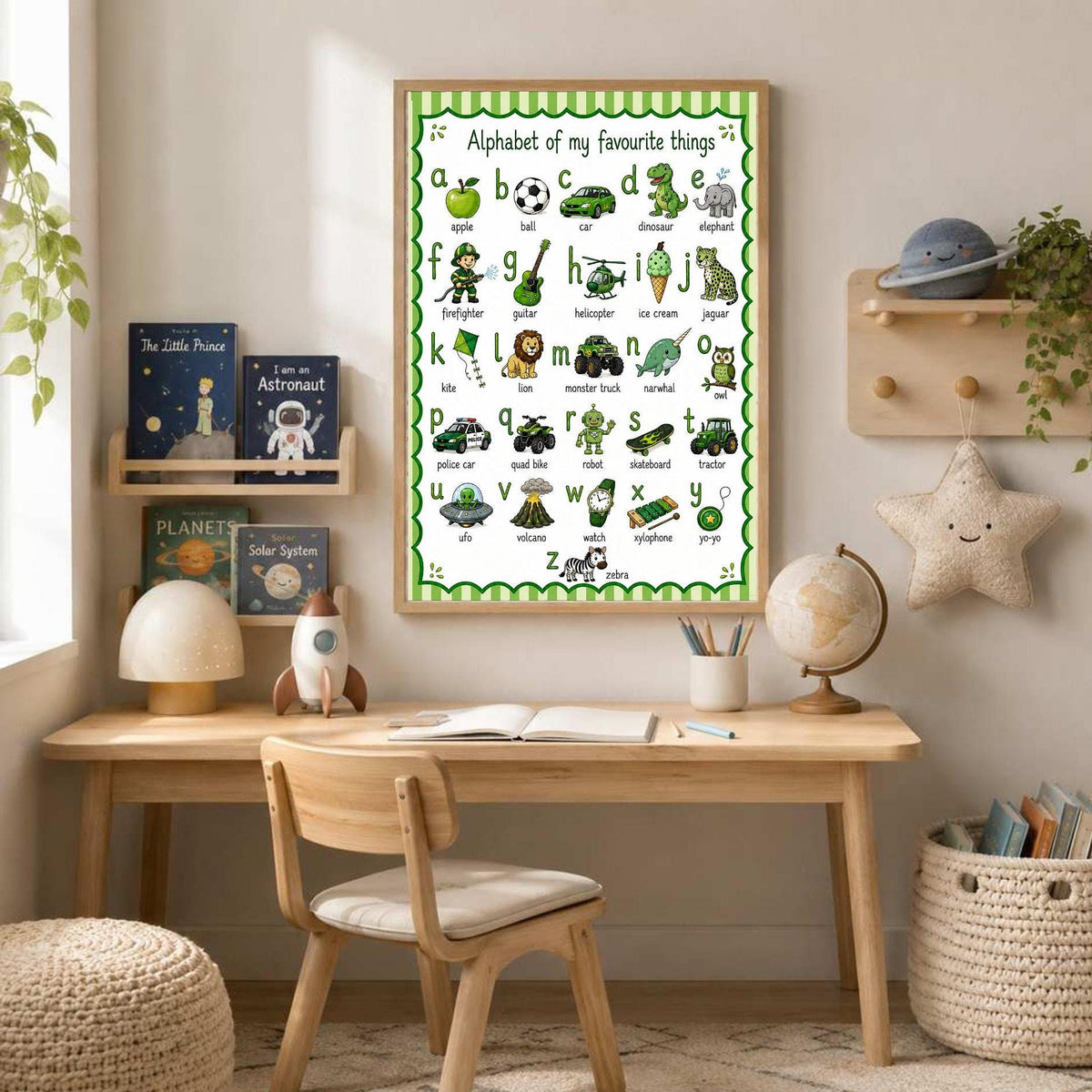 ABC Alphabet Poster for Boys | Personalised Nursery Print | Educational Wall Art | Preschool Learning Poster | Playroom Decor