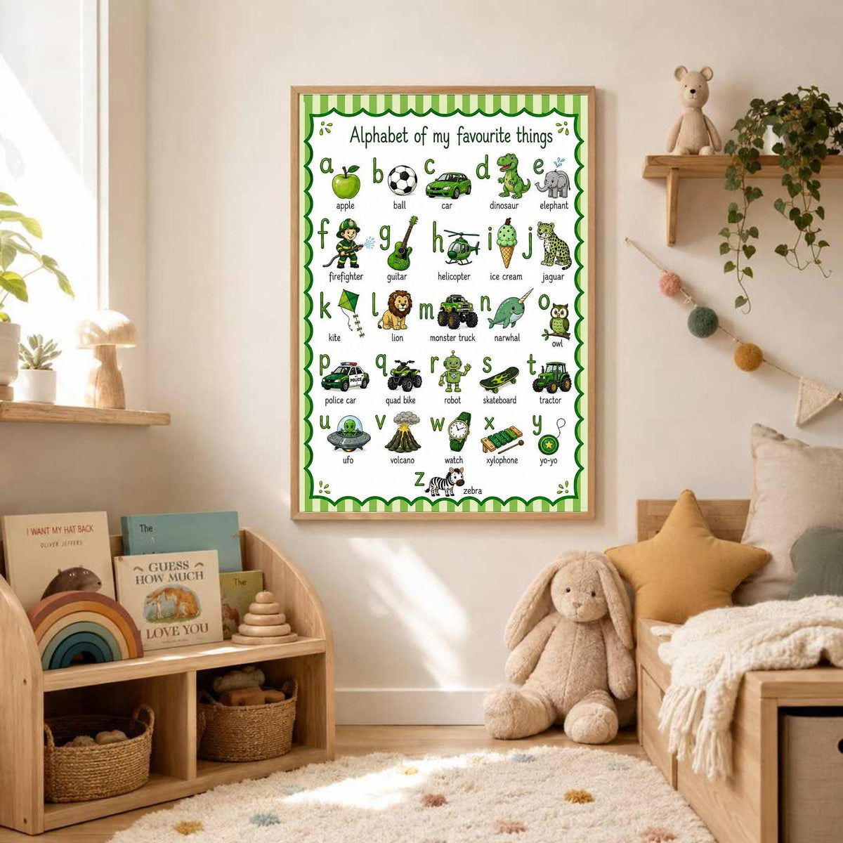 ABC Alphabet Poster for Boys | Personalised Nursery Print | Educational Wall Art | Preschool Learning Poster | Playroom Decor