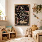 Witch Nursery Print, Little Witches Club Wall Art, Magical Girls Bedroom Decor, Celestial Witchy Kids Print, A4 A3