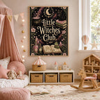 Witch Nursery Print, Little Witches Club Wall Art, Magical Girls Bedroom Decor, Celestial Witchy Kids Print, A4 A3