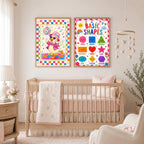 Disco Duck Nursery Print, Dancing Duck Wall Art, Colourful Girls Bedroom Decor, Groovy Kids Room Print, A4 A3