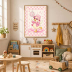 Pink Disco Duck Nursery Print, Dancing Duck Wall Art, Girls Bedroom Decor, Groovy Kids Room Print, A4 A3